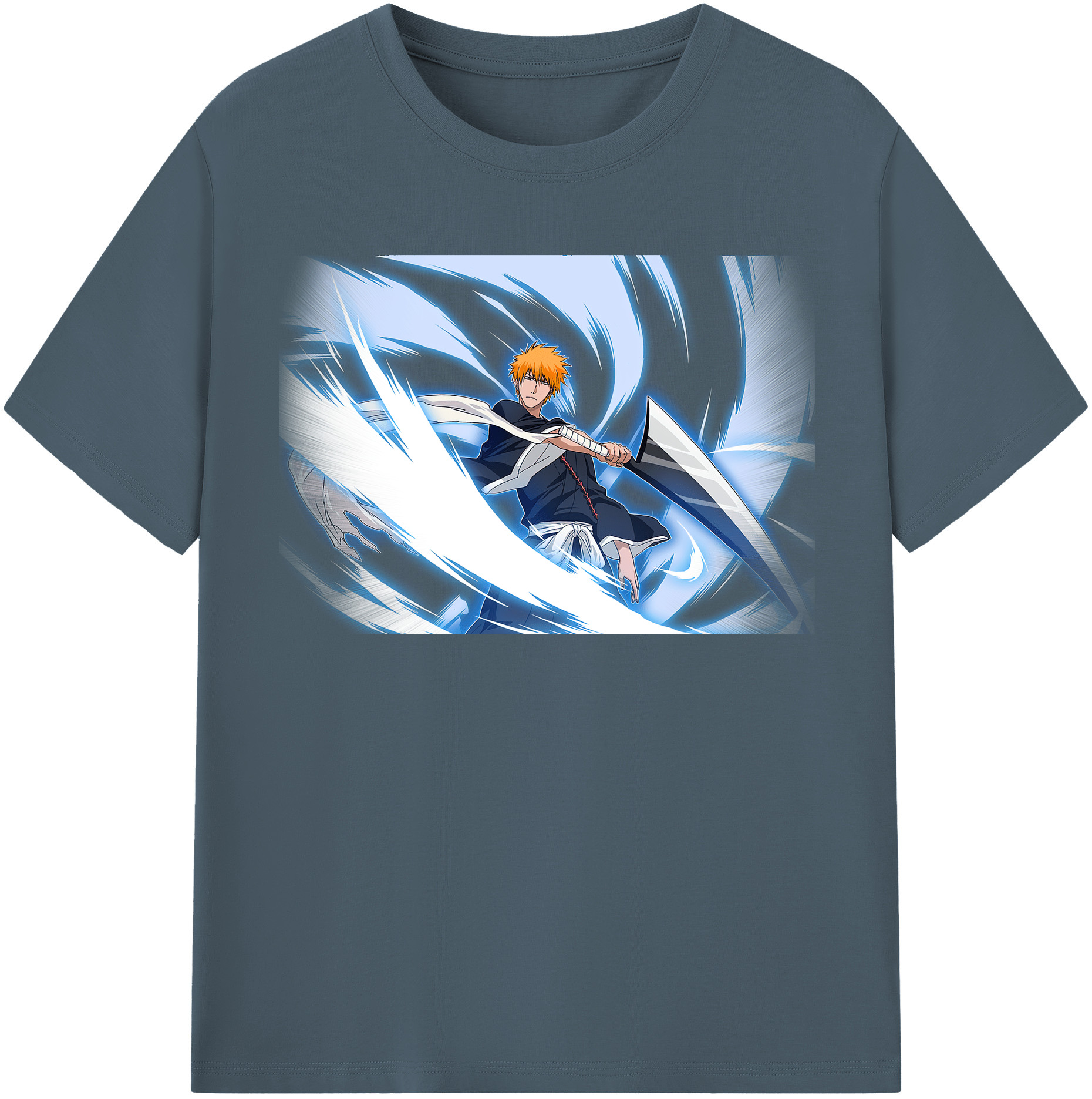 （画像用） ブリーチ 黒崎一護（くろさき いちご）BLEACH Kurosaki Ichigo 綿100％半袖Tシャツ（フロントプリント）